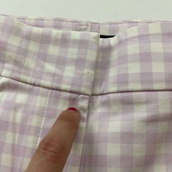 NWT Ann Taylor Purple White Gingham Plaid Chino Shorts Flat Front Size 4 Stretch - Picture 7 of 10